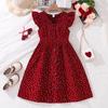 Girl Dress Summer Red Classic Retro Dot Dress Vacation Holiday Casual Birthday Party Fashion Kids Outfit