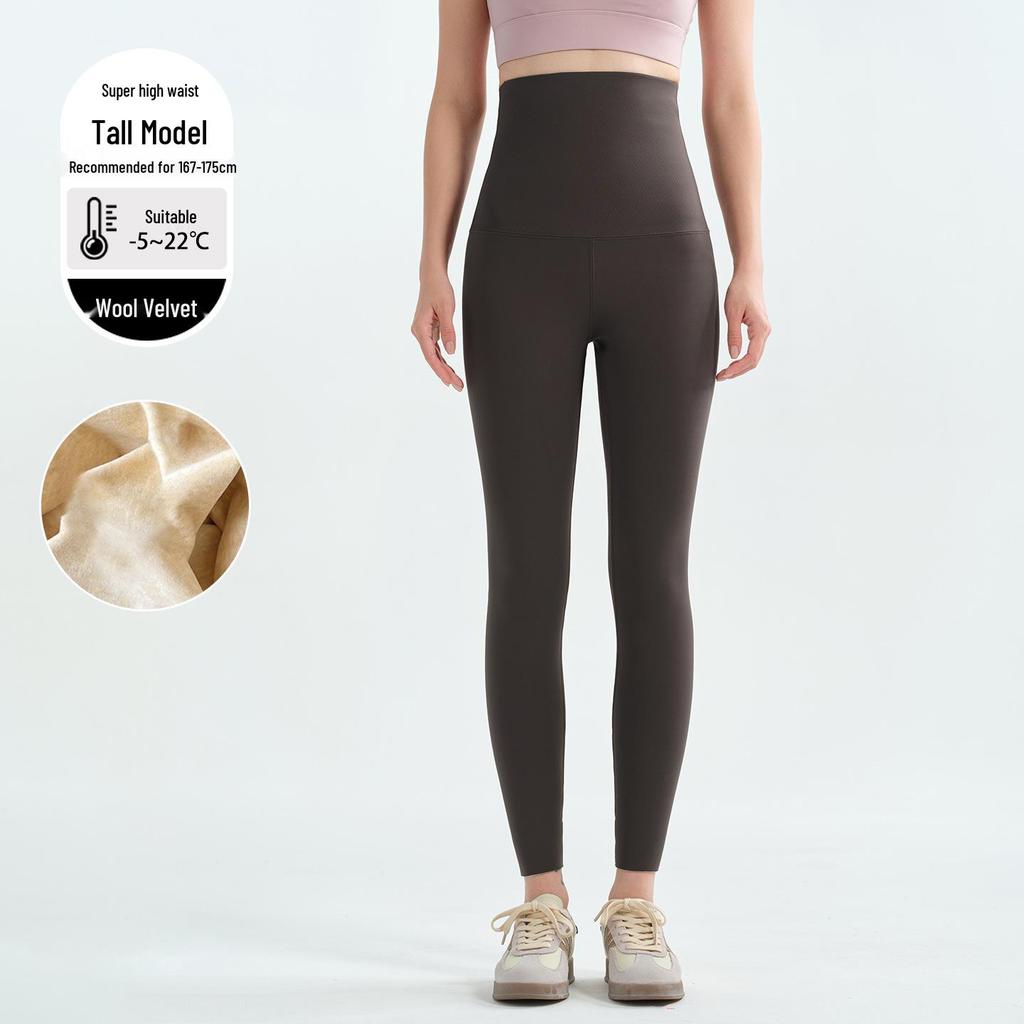 Женские очень плотные утепленные леггинсы для йоги с высокой талией - 800 г хлопка, теплые, extra long, зимний базовый слой (2025)