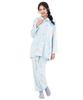 SAZAC Cinnamoroll Long Open Flannel Shirt Pajama Set with Pants Women's Pajamas, Sleeve, Front, Autumn/Winter, (Sax/M/san1978)