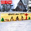 Happy New Year Gnome Fence Banner, Winter Snow Scene Red Gold Letters, Polyester Outdoor Indoor Party Decoration