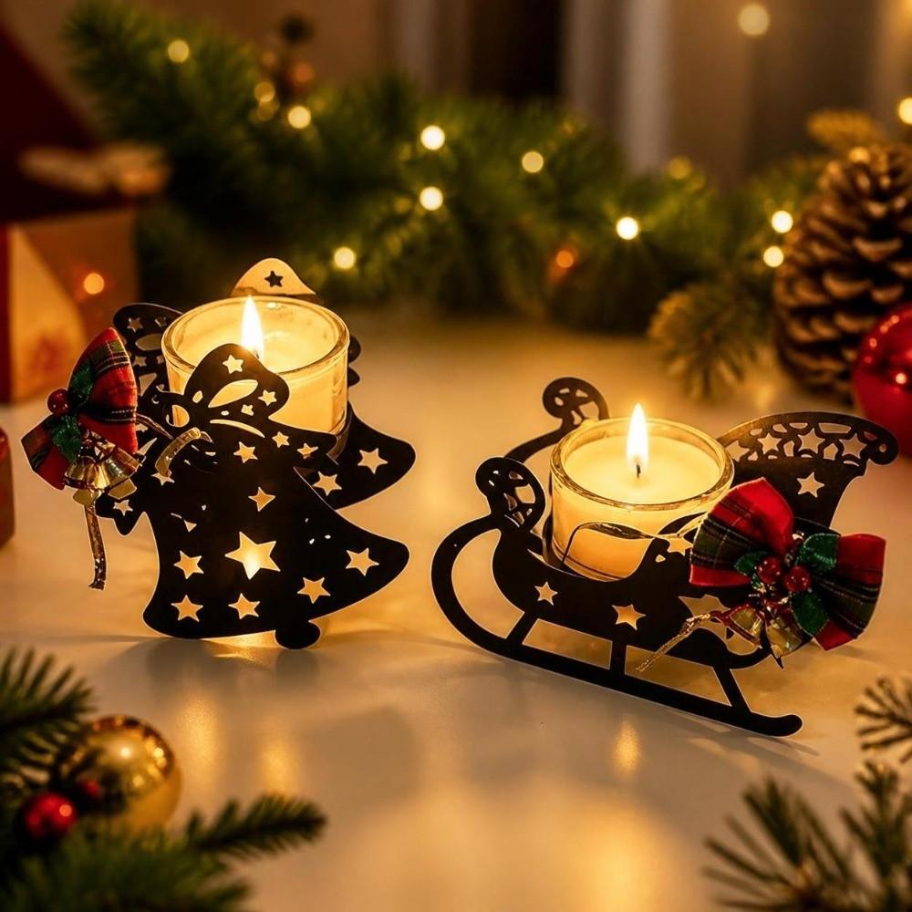 Snowflake Xmas Desk Decoration Deer Elk Christmas Ornaments Christmas Candle Holder Christmas
