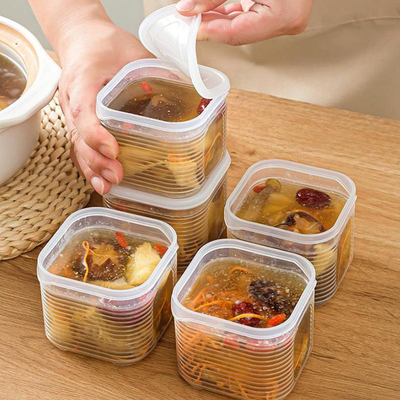 Контейнер для хранения продуктов 6 отделений Коробка для сохранения свежести овощей и фруктов с крышкой для холодильника Кухонная банка для хранения специй и приправ