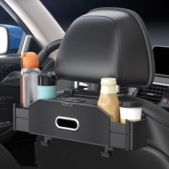 Органайзер на спинку сиденья автомобиля с 2 подстаканниками, крючками для коробок с салфетками, многокарманный дорожный органайзер для хранения вещей для детей