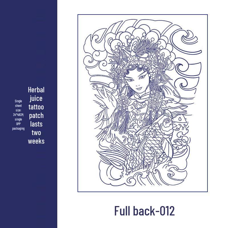 Waterproof Men's Herbal Tattoo Stickers: Full & Half Back, Long-Lasting, Large Floral Designs for Chest & Arm.
