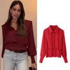 Women Red Slim Blouse Vintage Button Long Sleeve Shirt 2025 Spring Summer Fashion Female Formal Office Casual Blouse Top