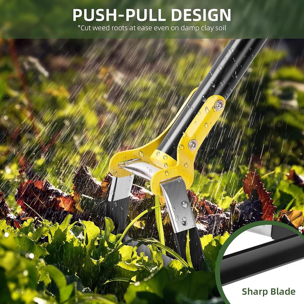 Мотыга, садовый инструмент, длинная ручка, сверхмощная регулируемая, садовая мотыга с петлей из нержавеющей стали для прополки 30-60 дюймов