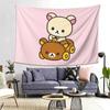 Korilakkuma Driving A Rilakkuma Car Tapestry Wall Hanging Aesthetic Home Decoration Tapestries for Living Room Bedroom