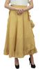 Women's Cotton Ruffled Self Belt Solid Magic Wrap Hippie Skirt-Beige