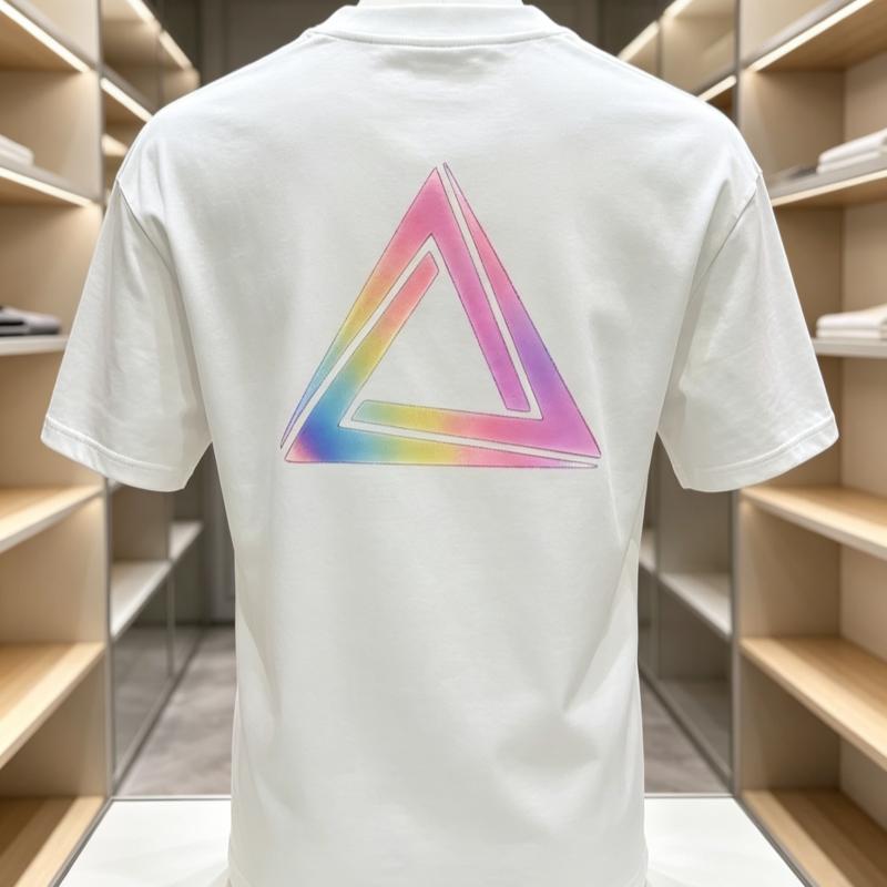 Triangle Colored Printed Cotton Short Sleeved Tshirt Summer Fashion Brand Street Harajuku Tshirt For Young Unisex And Wounisex