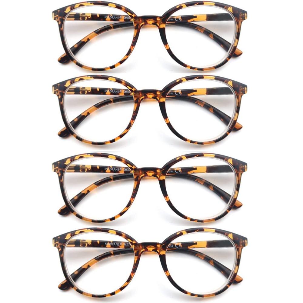 Round Reading Glasses Women Readers Eyeglasses Classic Frame Flexble Plastic Spring Hinge Lightweight Wear With Diopter +1.0~4.0