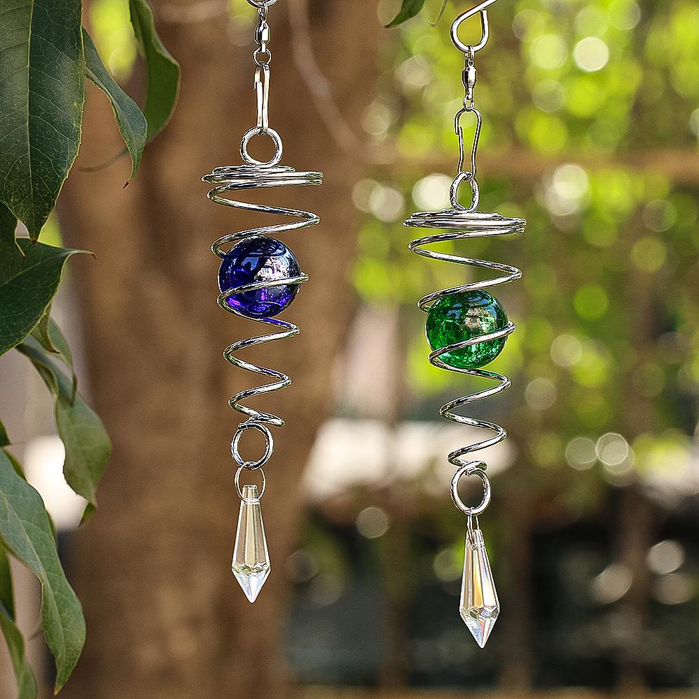 Шарообразный спиральный хвост кинетический ветряной вертушка стабилизатор стеклянный остроконечный кристалл ловец солнца садовый подвесной декор с поворотным крючком