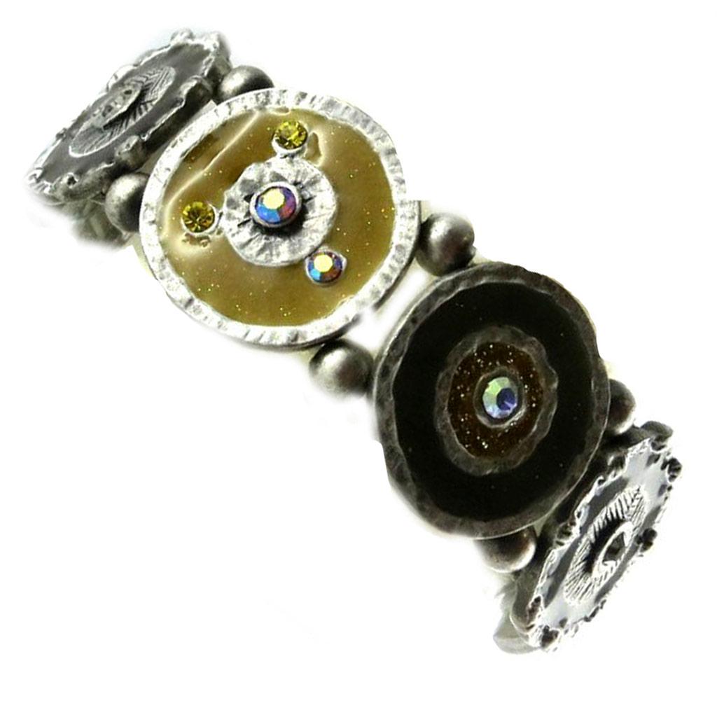 Les Trésors De Lily [E2583] - Designer Bracelet 'Mimosas' Mustard Green Brown