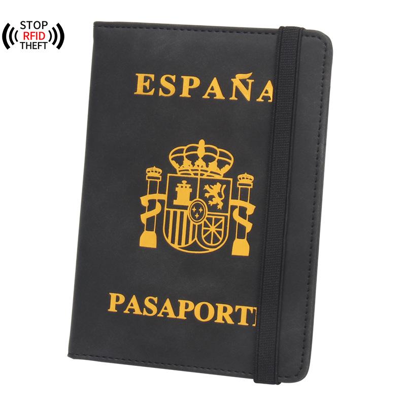 Luxury Spanish Anti-Magnetic Leather Passport Holder with Multi-Card Slots