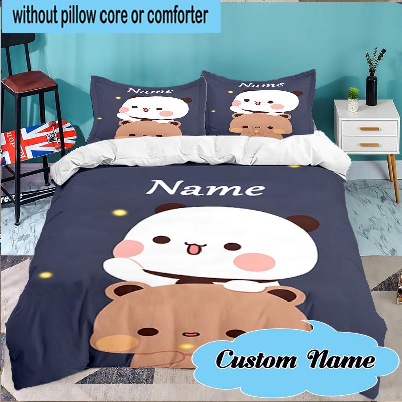 Custom Name Bobo Dudu Bedding Set 3pcs, Bedding Set Including 1pc Duvet Cover And 2pcs Pillowcases for Bedroom, Dormitory Gift