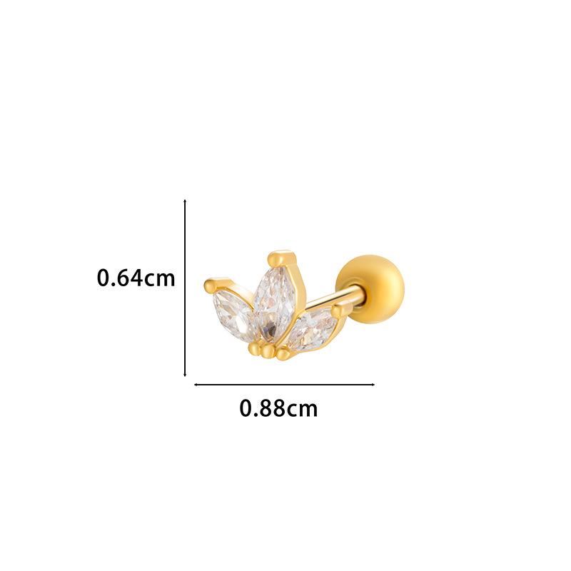 Хенсон Медь Цирконий Геометрические Серьги-цветы Нержавеющая сталь Пирсинг хряща Пусеты