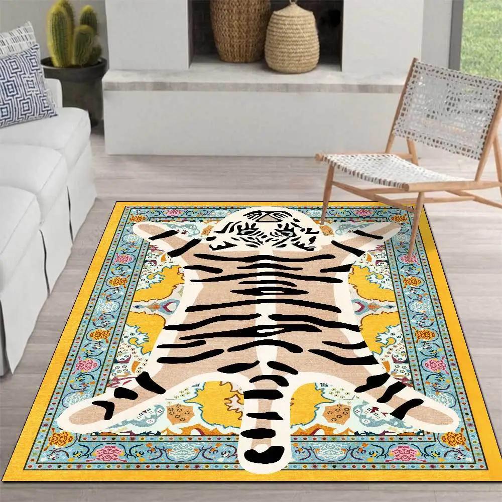 Cartoon Abstract Tiger Totem Carpet Rugs for Living Room Decor Bedroom Leisure Area Non-slip Rug Kitchen Soft Floor Mat Doormat