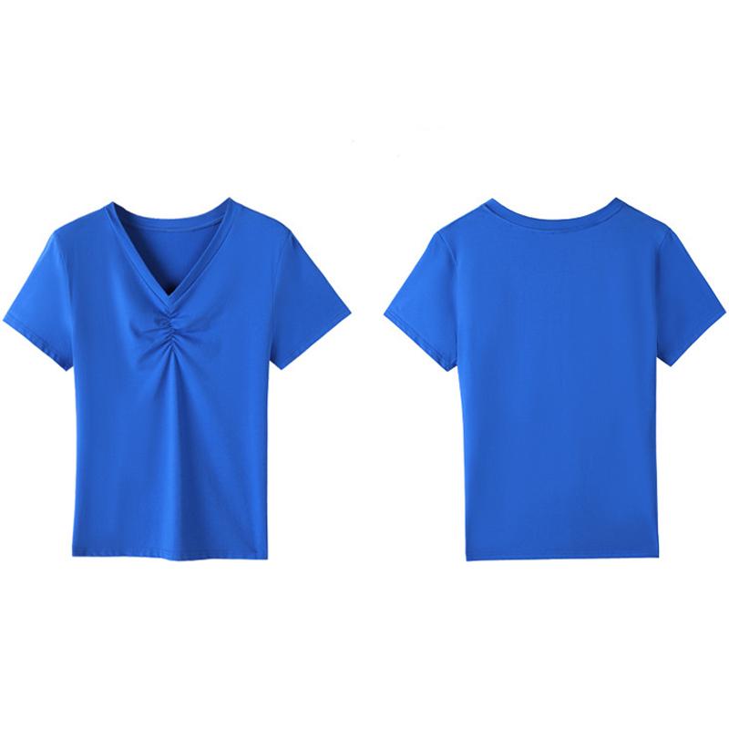 Летняя футболка с v-образным вырезом, женская сексуальная свободная футболка с короткими рукавами Za, весенние корейские новые женские футболки больших размеров, топ