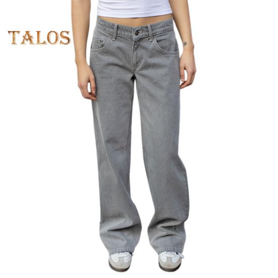 Широкие джинсы для женщин, эластичные джинсовые брюки с высокой талией и карманами, повседневные прямые джинсовые брюки