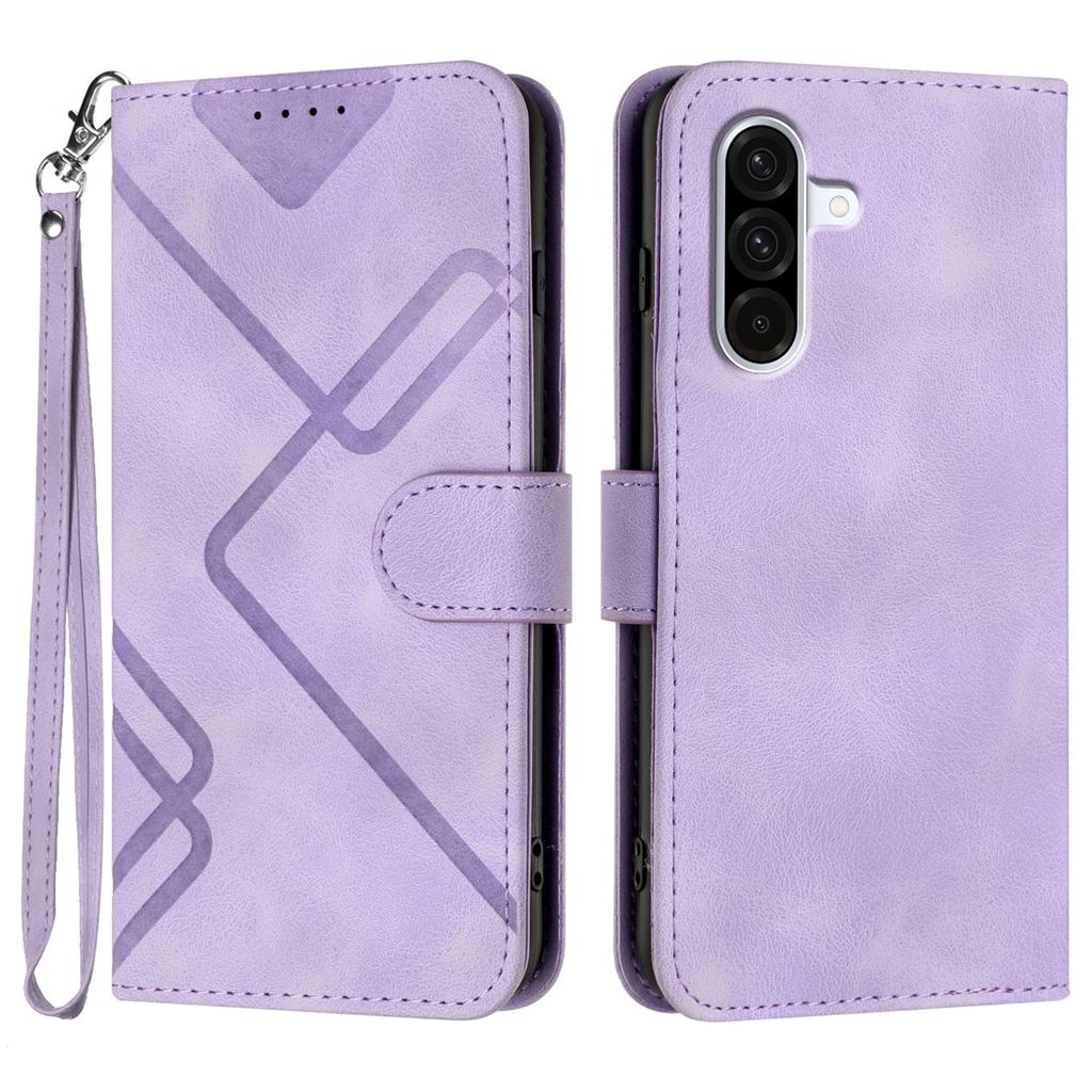 For Samsung Galaxy A36 5G Wallet Case Line Imprinted PU Leather Phone Cover with Strap