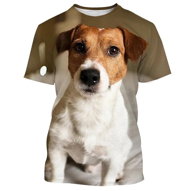Jack Russell Terrier 3D Print Short Sleeve Tee Summer Kid Top For Daily Play Outdoor Gathering Leisure Daily Trip Wear