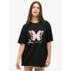 Oversized T Shirt Black Butterfly And Be Yourself Print Casual Wear For Women