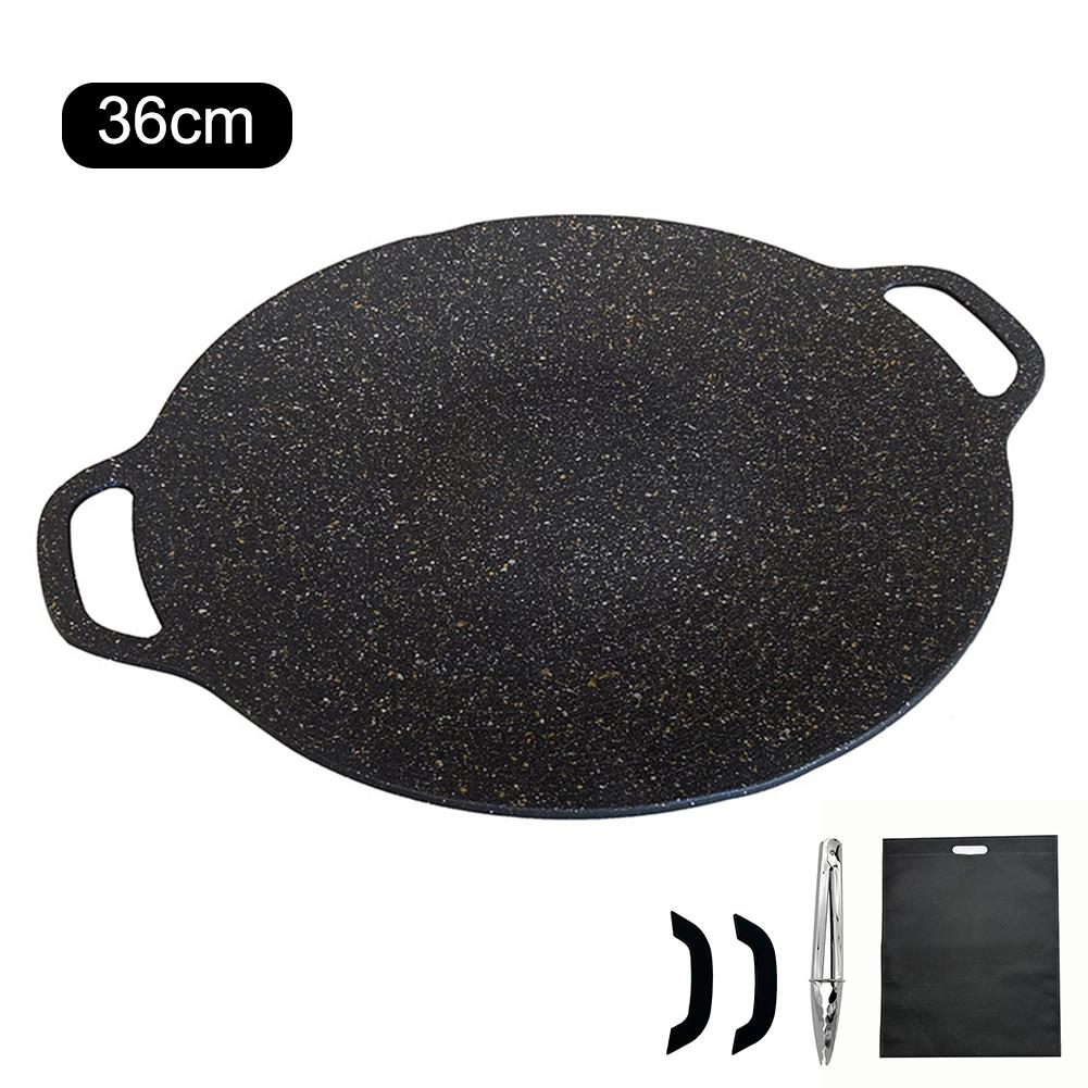 Сковорода для жарки на масле, плоская сковорода для блинов с антипригарным покрытием, противень для барбекю с зажимом для еды, ручка, предотвращающая ожоги, для кемпинга на открытом воздухе, инструмент для барбекю