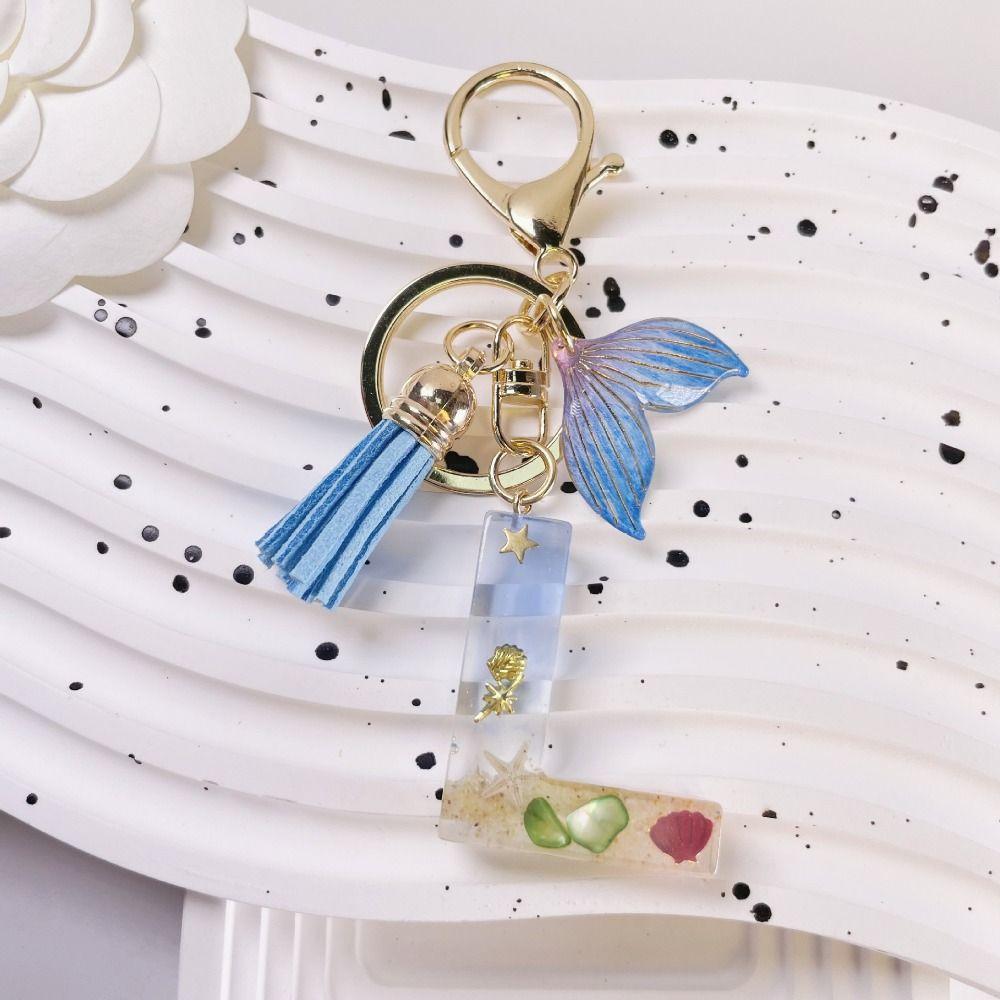 26 Letters Initials Fishtail Pendant Letters A To Z 26 Letter Keychain Jewelry Gift