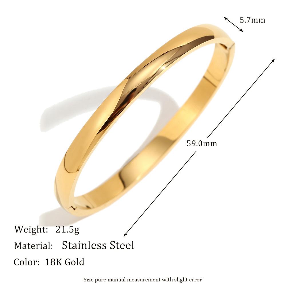 Htpwe Stainless Steel Glossy Solid Buckle Bracelet For Women 18k Gold Couple Holiday Gift Bracelet Party Daily Zircon