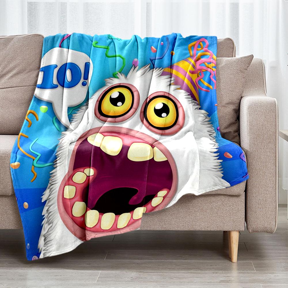 My Singing Monsters Playground Theme Printed Blanket - Perfect for Couch, Bed, Travel & Outdoor Use | Machine Washable, Cozy & Durable.