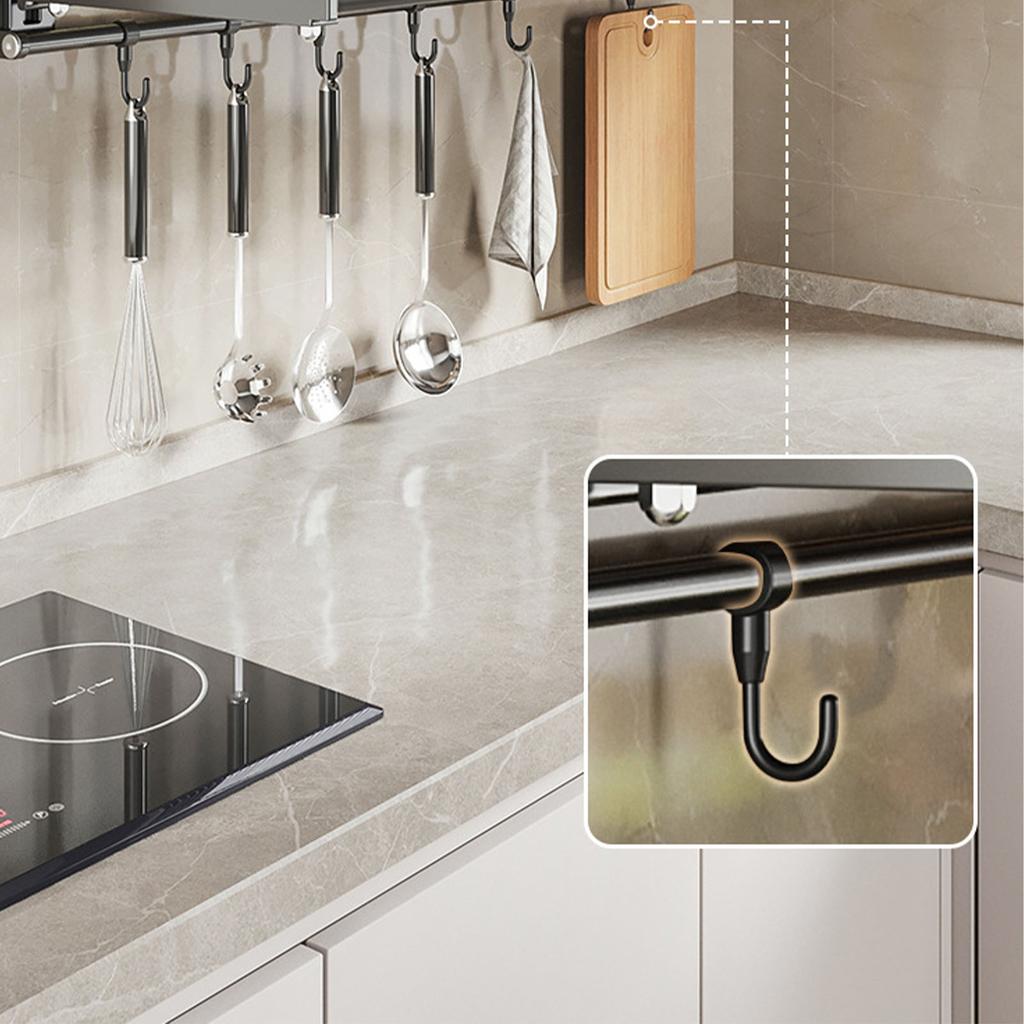 Wall Mount Kitchen Shelf Carbon Steel Punch Free Multifunctional Floating Shelf Hanging Spice Rack