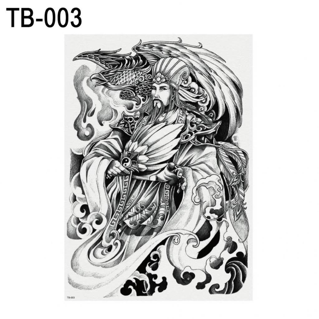 Large Black Men Women Waterproof Body Art Full Back Temporary Tattoo Stickers