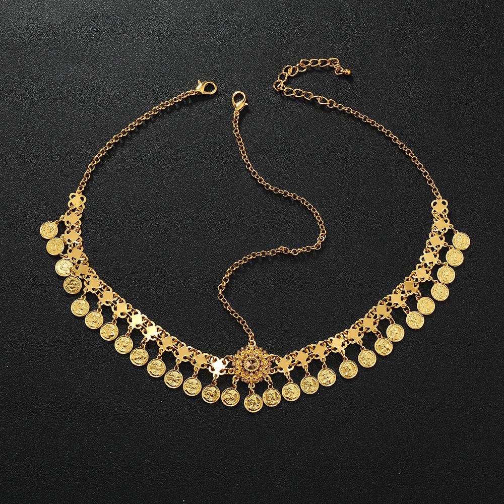 Alloy Boho Headwear With Water Drop Shape And Coin Tassels For Wear Festival