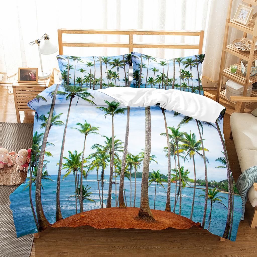 Комплект пододеяльника с кокосовым рисунком, пододеяльник с рисунком кокосовой пальмы для мальчиков, девочек, детский декор для спальни, двуспальный, односпальный размер, чехол для одеяла