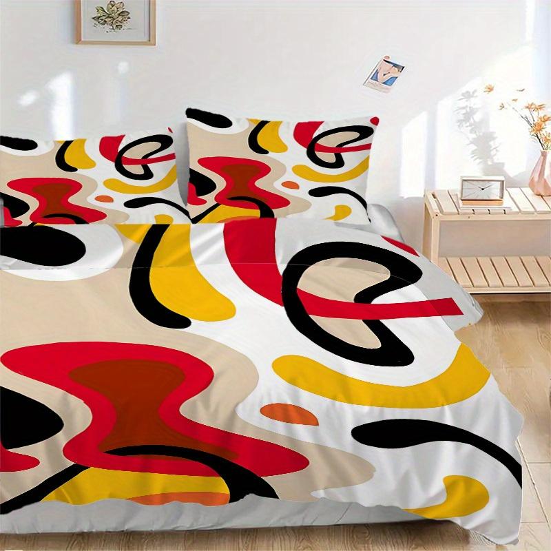 3pcs Abstract Art Print Bedding Set, Ideal for Home Use, Suitable for Bedroom Decor (1*Duvet Cover + 1/2*Pillowcases, No Core) yy250821212