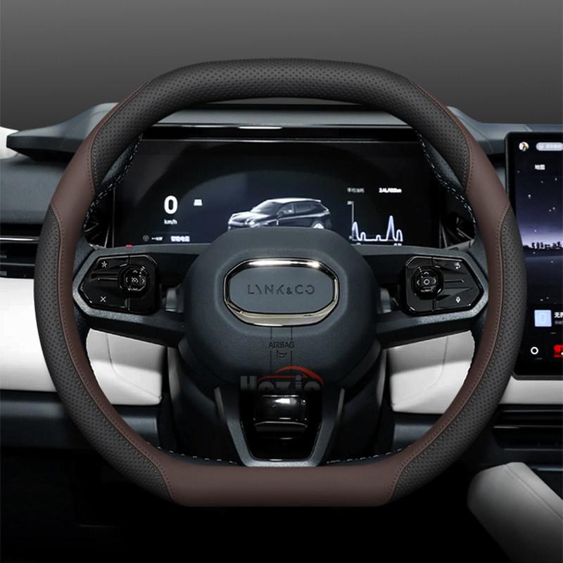 Leather Car Steering Wheel Cover for Lynk Co 08 06 02 07 2025 2026 Accessories Lynk Co Steering Wheel Cover