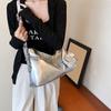Women PU Leather Chain Decor Handbag Large Capacity Silver Shoulder Crossbdoy Bag With Mini Purse