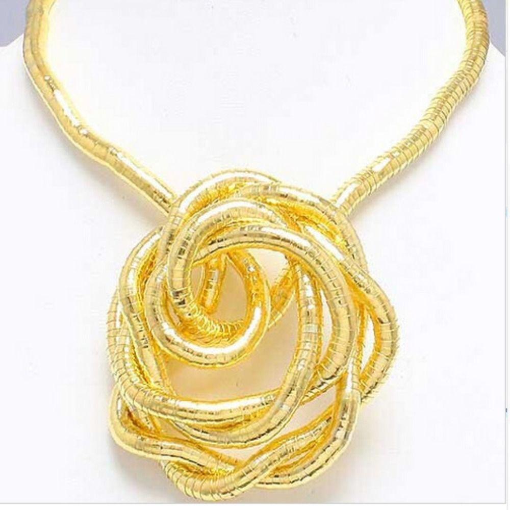 Gold Color Flexible Choker Alloy Dragon Necklace Bendable Snake Necklace Jewelry Accessories
