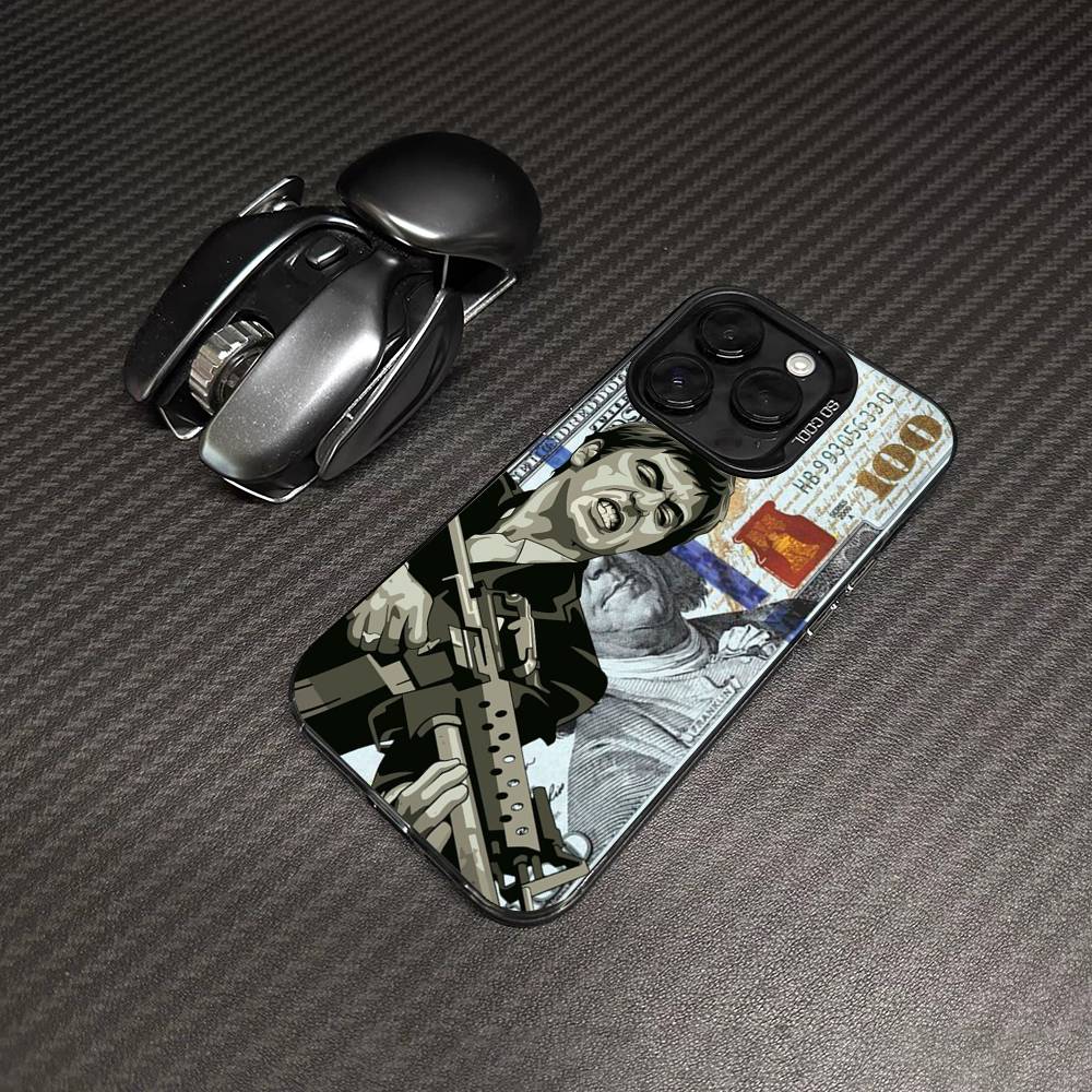 Классический S-Лицо со шрамом Тони Для iPhone 11 12 13 14 15 16 17 Pro Max Plus Цветной Черный Матовый Чехол для Телефона