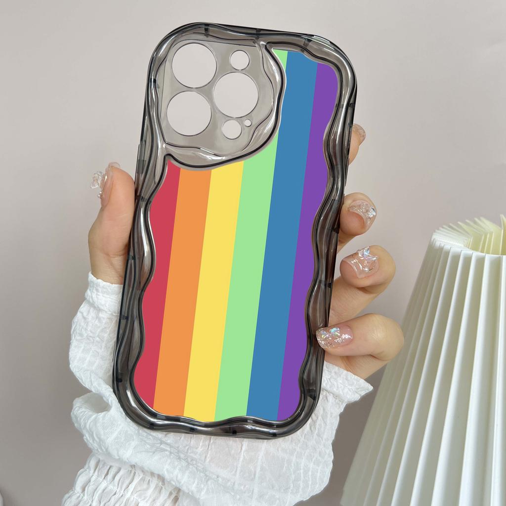 Ae93 Радужный художественный дизайн защитные чехлы для телефонов Apple iPhone 16 15 14 13 Pro Max 11 12 mini XR 7 8 6s Plus XS Max SE Wave TPU задняя крышка