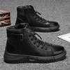 Leather Lace-up Platform Boots Man's Fashionable All-match Casual Boots Comfortable Sneakers Black High Quality Men's Boots