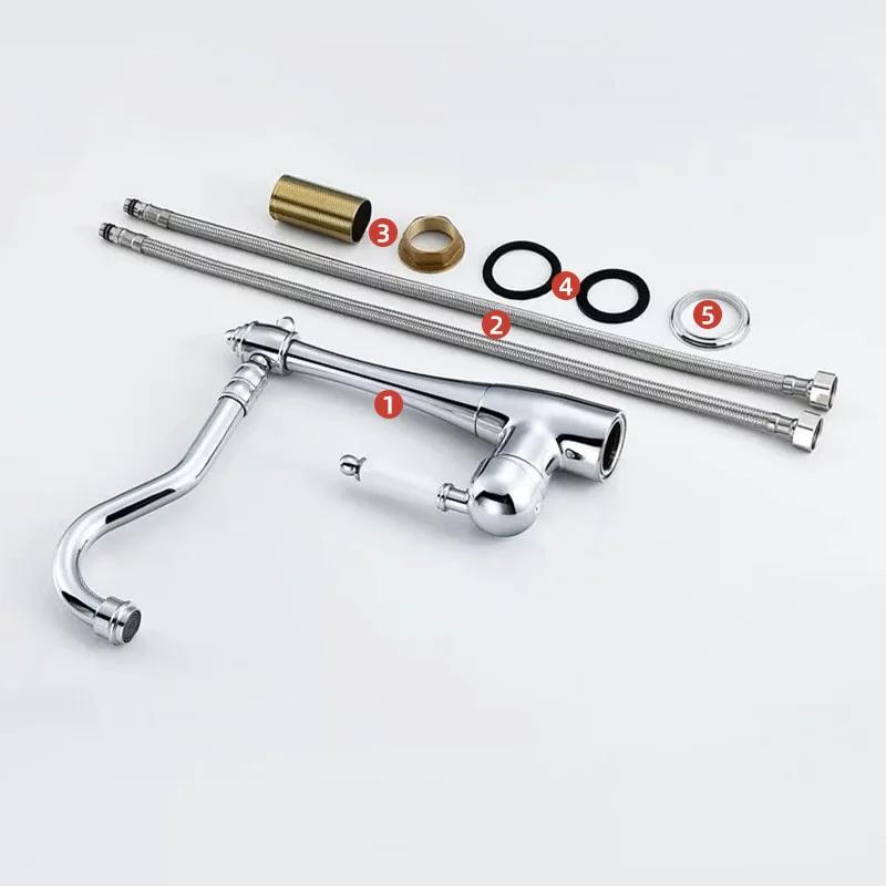 Античная латунь кухонный смеситель керамическая ручка монтаж на столешницу смеситель для раковины 360 вращение смесители кран для горячей и холодной воды