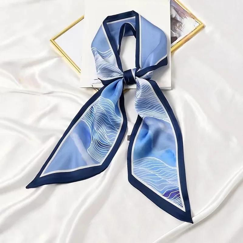 Дизайн бренда: шарф «Зебра в цветах» для женщин, роскошный шелковый шарф, модная повязка на голову для волос, платок, узкая сумка, шарф, шейный платок.