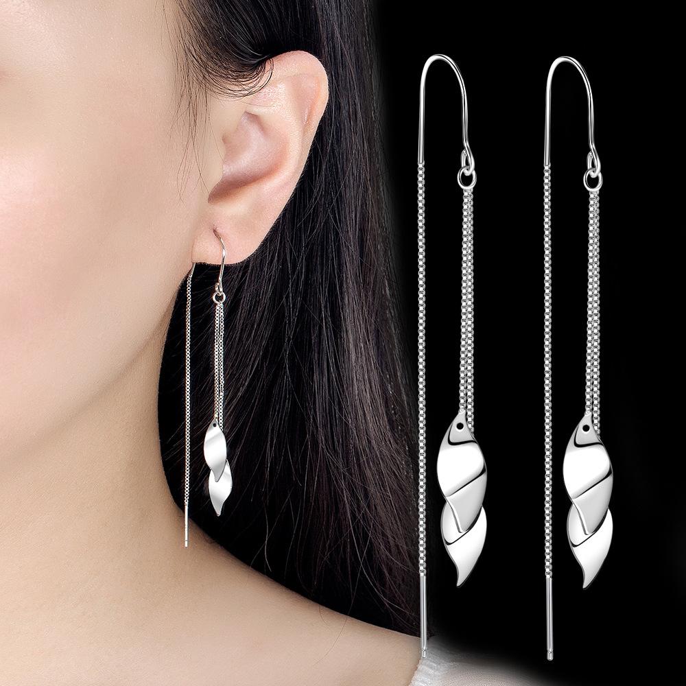 Fashion Blade Tassel Ear Hook Earrings Female Personality Simple Anti-Lost Temperament Mid-Length Leaf Earrings Earrings