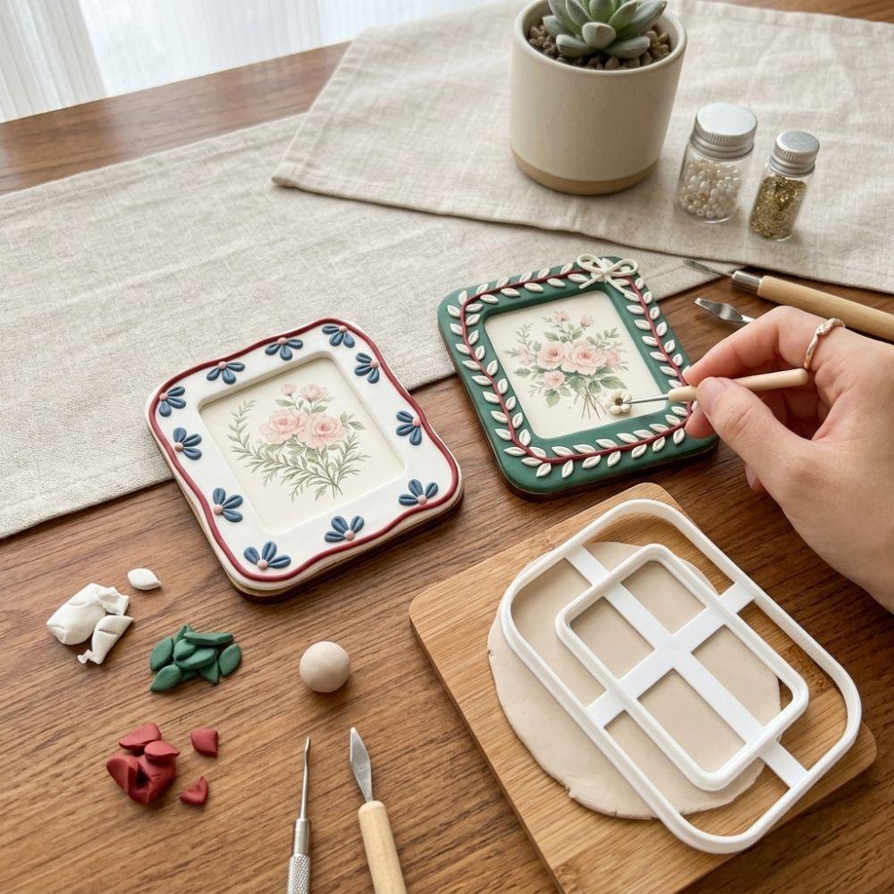 Square Polymer Clay Frame Cutter Set Easy Release Clay Craft Cutting Mold DIY Craft Projects