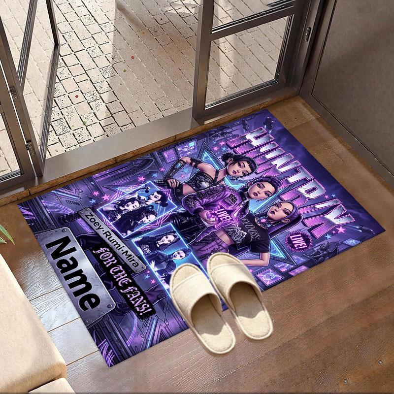 Custom Name Personalized Kpop Demon Hunter Print Carpet, Versatile Home Decor Rug, for Playroom, Apartment, Balcony, Entryway, Hallway Gift
