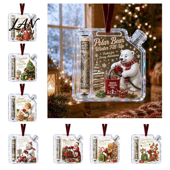 Christmas Money Holder Cash Gift Ornament, Acrylic for Cash, Holiday Funny Xmas Tree Hanging Decoration, Gifts Party Favors Reusable Ornament