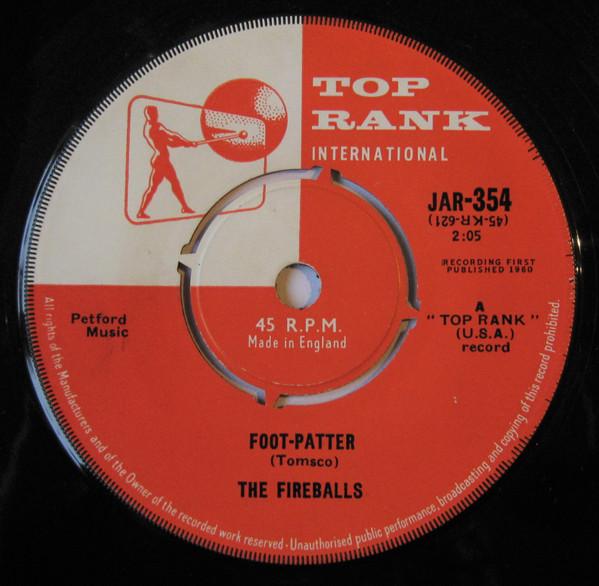 7-дюймовая пластинка FIREBALLS - Foot-Patter JAR354 Top Rank Intern 1960 UK Рок Б/У