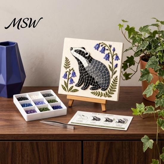 Hands-on Art Hobby Kits Garden Woodland Mosaic Kit, DIY Animal Tile Craft Handmade Home Decor Projects Beginner Friendly Crafting Project for Adults,