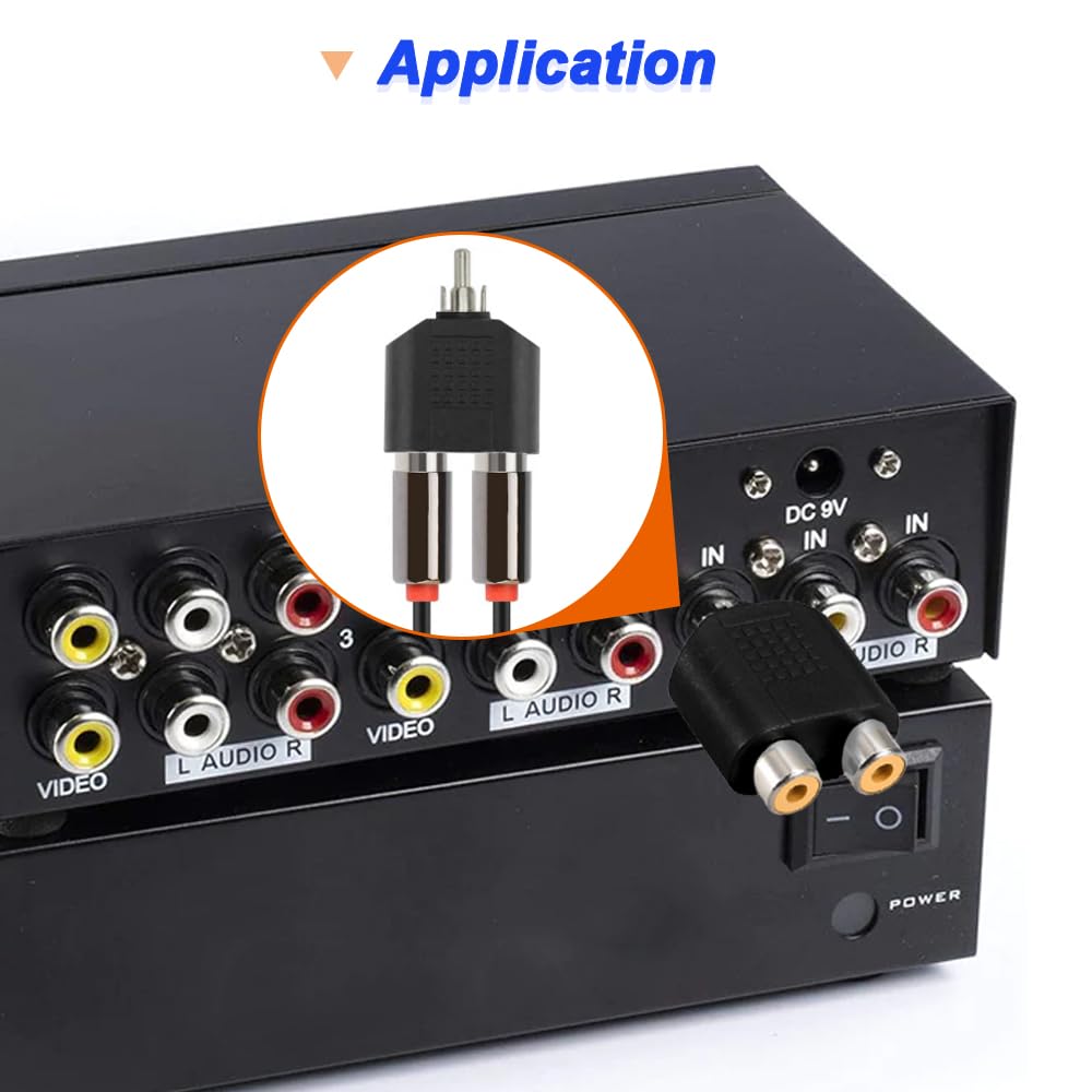 Xiatiaosann RCA Y-разветвитель RCA 1 мужской на 2 женских разъема Phono AV-видео Y-разветвитель RCA 1 женский на 2 женских разъема Phono AV-видео Y-разветвитель для