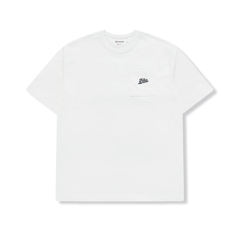 FILA FUSION T-Shirts Men's White Crew Neck Moderate Straight Fit T11M422109FWT